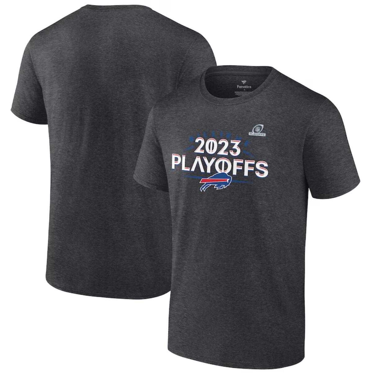 Men's Buffalo Bills Heather Charcoal 2023 Playoffs T-Shirt,We sell and wholesale Men's Buffalo Bills Heather Charcoal 2023 Playoffs T-Shirt on line form chian!